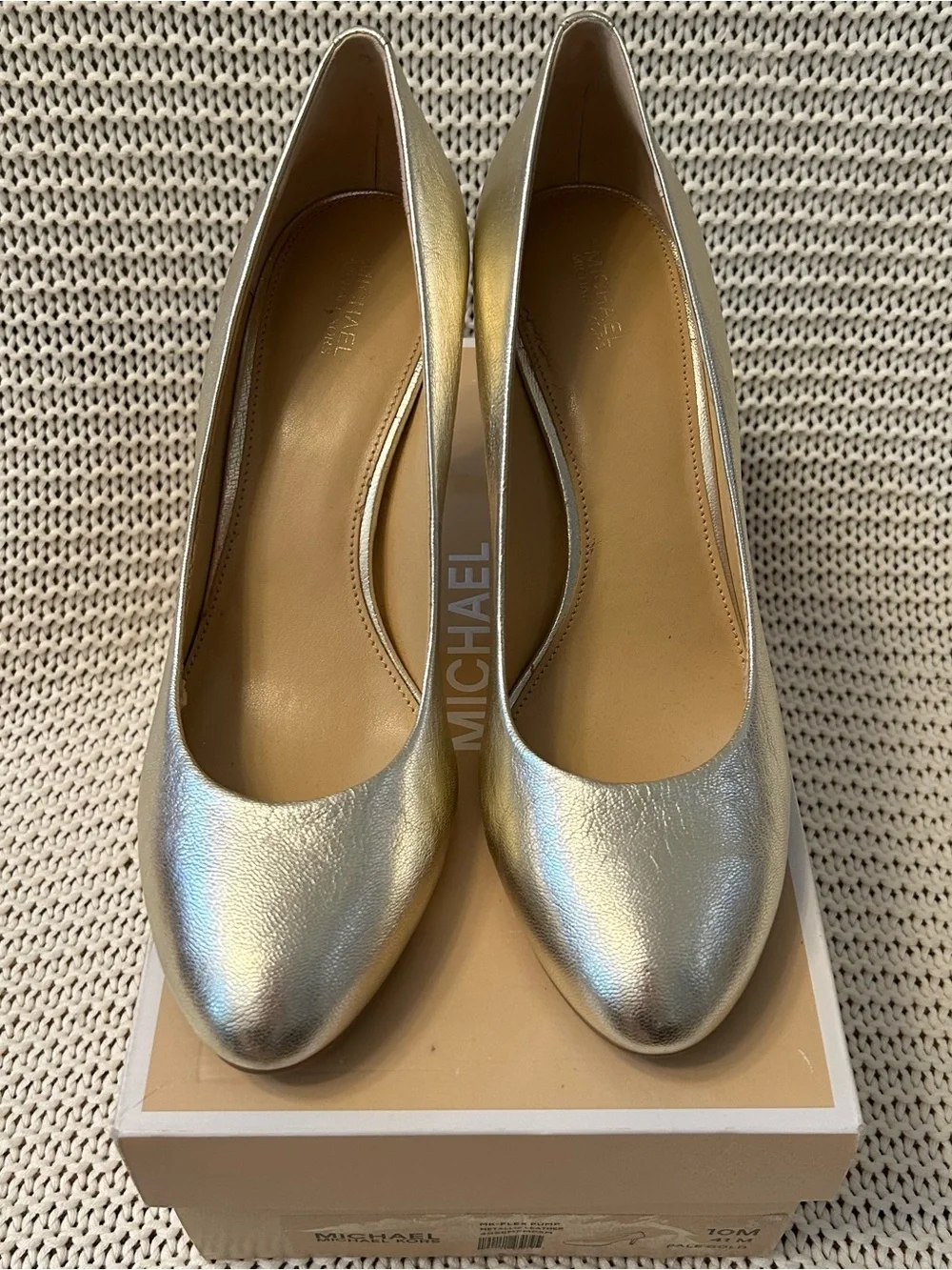 MICHAEL Michael Kors Pale Gold Leather Round-Toe Pumps
